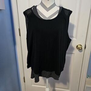 Tangerine Layered Activewear Tank Top - Size XXL